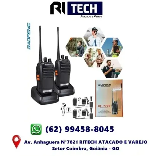 Kit Par 2 Radio Baofeng 777s Walk Talk Comunicador 16 Canais Cor Preto - Rádios Comunicado