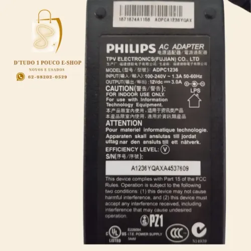 Fonte Original Philips Adpc1236 12v 3a Monitores Aoc/philips
