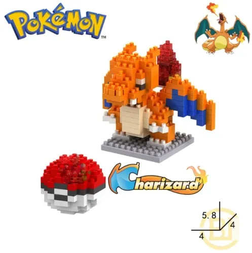 Chariza Pokem Miniblocos miniatura de coleção pikac Ash Charman mais de 230 peças