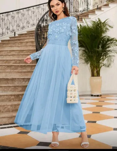 Vestido de festa azul serenity shein