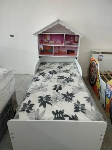Cama Infatil Laura Casinha Branco Rosa Com Colchão - Montagem Grátis
