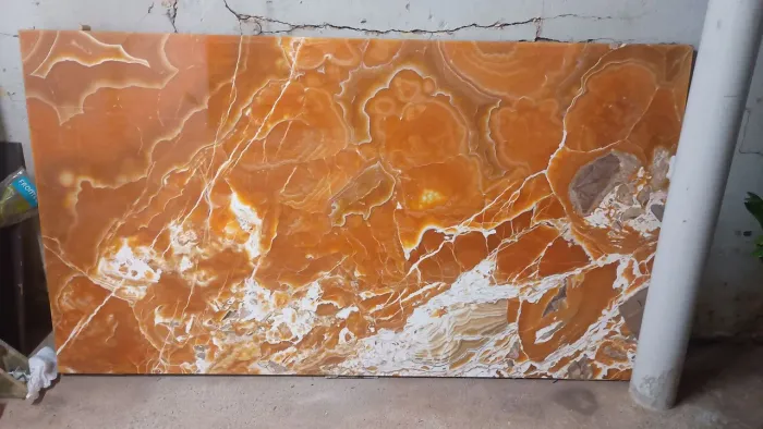 Laje de mármore ônix laranja