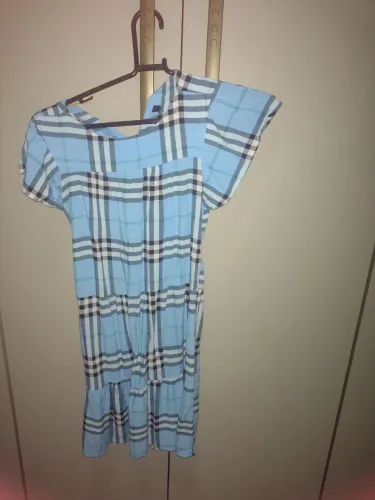 Vestido infantil xadrez azul