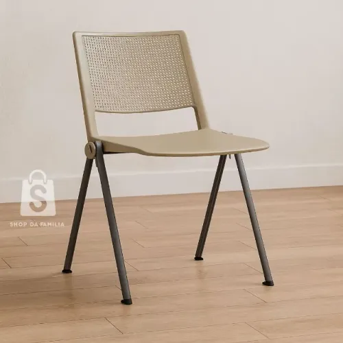 Cadeira Fixa Interlocutor ATLAS Cor Areia Conforto Durável Ergonômica Modelo 88756