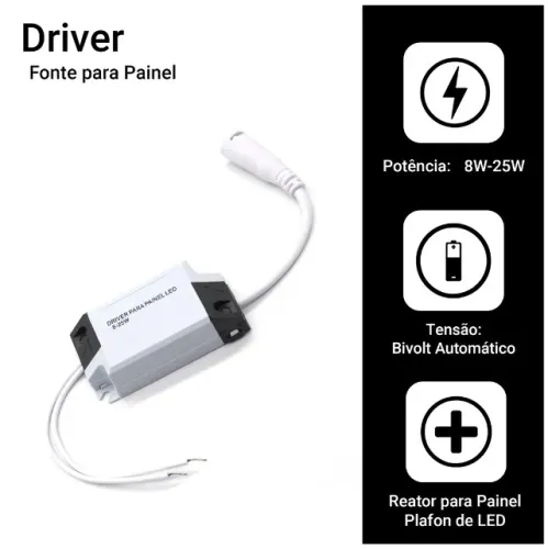 Driver Led Reator Fonte Para Plafon 8w A 24w 25w Bivolt
