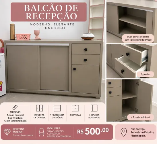 Balcão de Recepção para Salão ou Studio