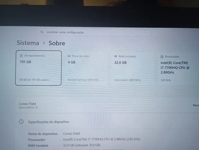 Notebook Acer nitro 5 - modelo AN515-51-77FH