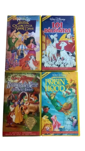 Lote de 4 fitas vhs desenhos clássicos da Disney em ótimo estado.