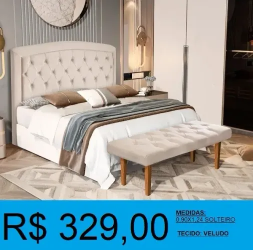 cabeceira cama solteiro estofada veludo - entrega inclusa!