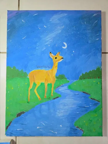 Pintura em tela. Corça salmos 42
