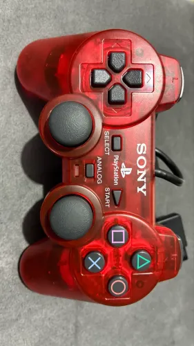 Controle PS2 Original - Vermelho Transparente