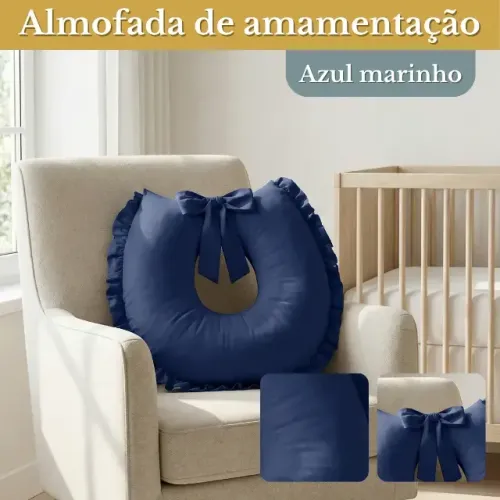 Almofada De Amamentação Com Laço Travesseiro Liso Cor Azul-marinho