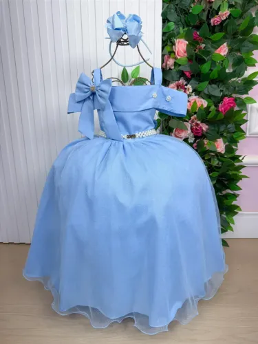 vestido azul infantil daminha festa casamento florista formatura