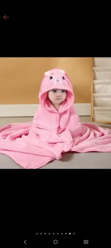 Toalha banho bebê capuz roupão infantil Rosa