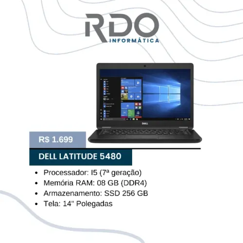 Notebook Dell Latitude 5480 i5 7ª 8GB SSD 256GB 14" - Ideal para trabalha e estudar!