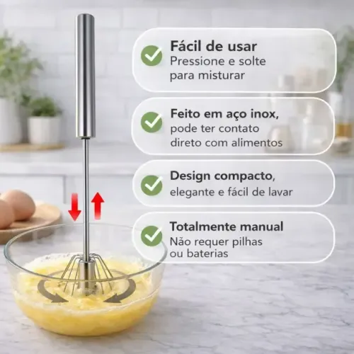 Batedor de ovos sei automático de inox