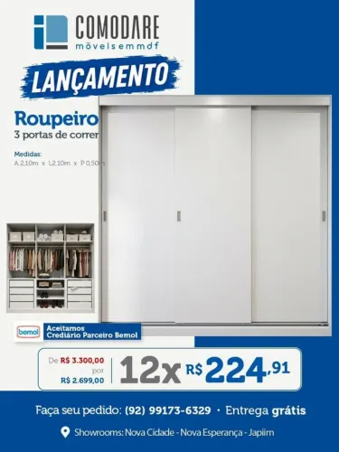 ROUPEIRO DE 3 PORTAS DE CORRER