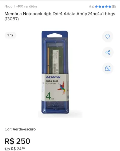 AData DDR4 4GB 2400Mhz