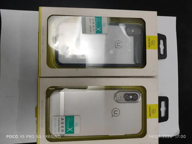 Capinha transparente para iPhone X com bordas prata ou preto