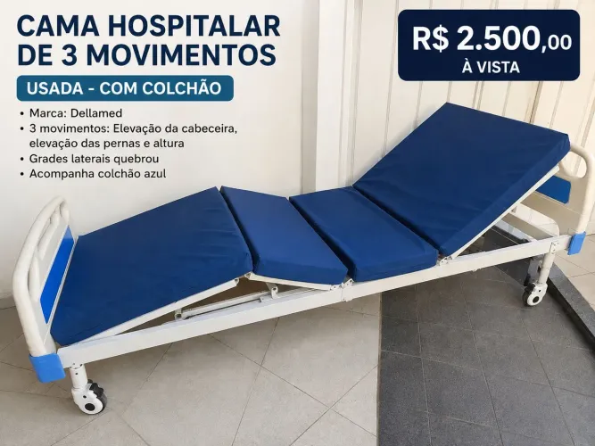 Cama hospitalar usada 3 movimentos