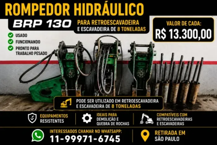 ROMPEDOR HIDRAULICO PARA RETROESCAVADEIRA E ESCAVADEIRA DE 8 TON