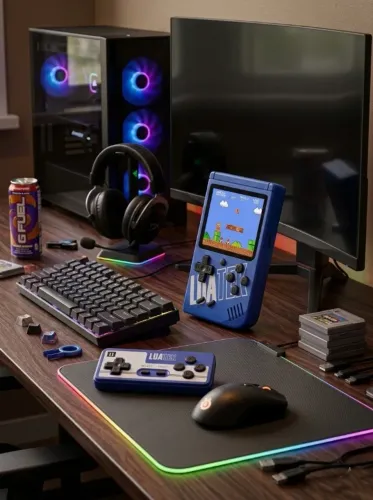 video game portatil 400 jogos luatek internos com 1 controle azul lps-501