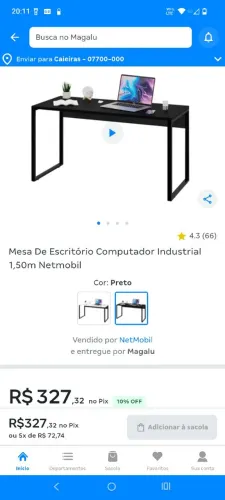 Mesa De Escritório Computador Industrial 1,50m Netmobil<br>