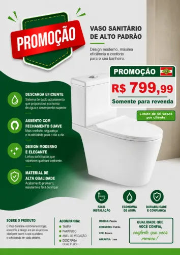 Alto padrão Vaso sanitário - Entrega grátis Florianópolis e região