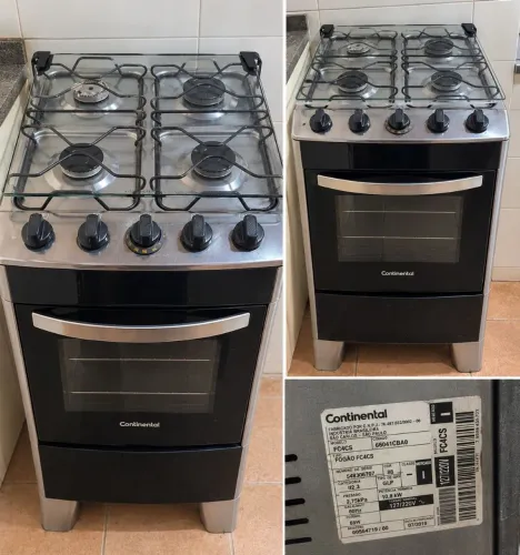 Vendo Fogão Continetal 4 Bocas com Mesa de Vidro