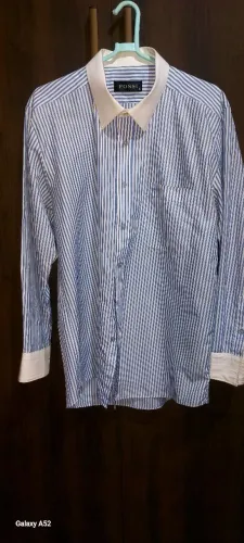 Camisa francesa justa-fit Listrada masculina,gola Império, manga longa ,tendência