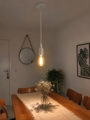 Luminária Pendente + Lâmpada Filamento LED Vintage