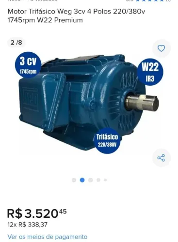 Motor elétrico trifásico 3 CV 
