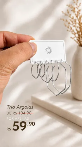 Trio de Argolas Prata 925