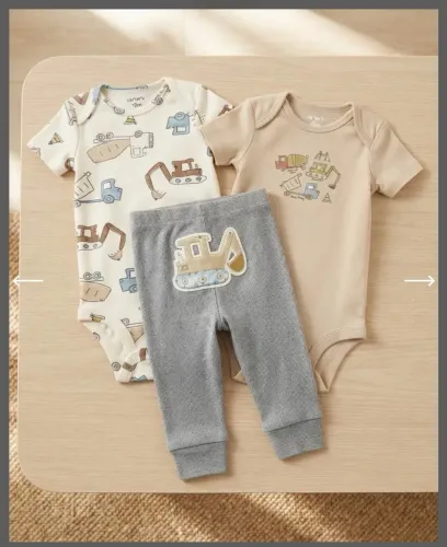 Kit 2 Bodies E 1 Calça Carters 12 Meses
