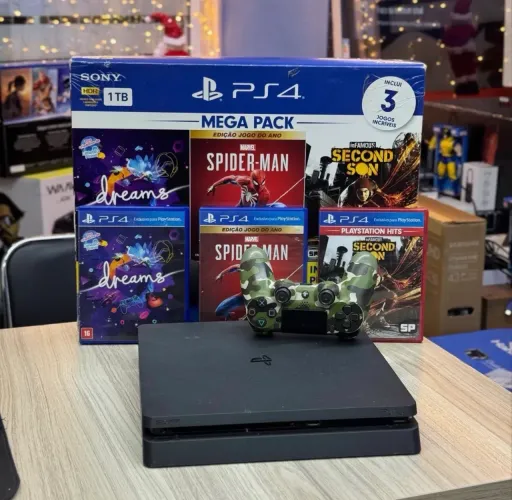 LOJA FISICA. PLAYSTATION 4 SLIM 1TB + 3 JOGOS E 1 CONTROLE