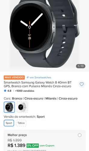 SmartWatch galaxy watch 8 40 mm bt