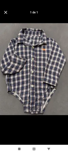 body infantil xadrez manga longa