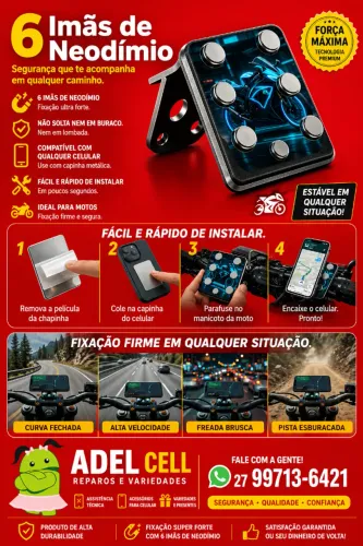 Suporte Moto Magnético Extra Forte P/ Celular Gps Universal Entregas Motoboy