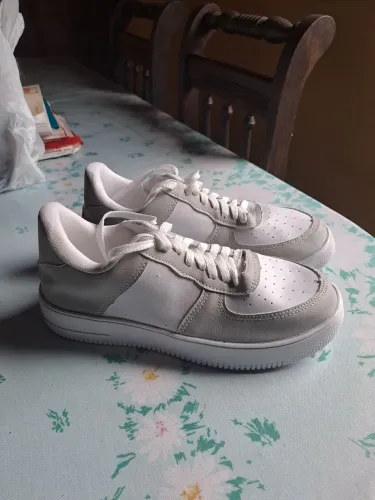 Tênis AIR unisex, confortável, Branco e cinza, pontuação BR38