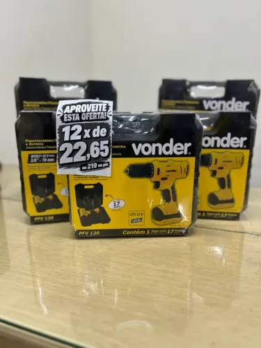 PARAFUSADEIRA/FURADEIRA VONDER PFV120 12V SEM FIO - COM MALETA E ACESSÓRIOS