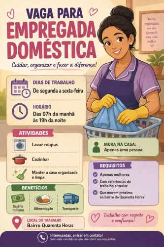 Procuro por empregada doméstica responsável