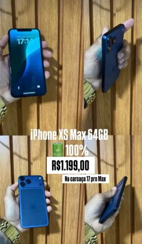 iPhone XS Max na carcaça do 17 Pro Max, 64gigas, bateria 100%