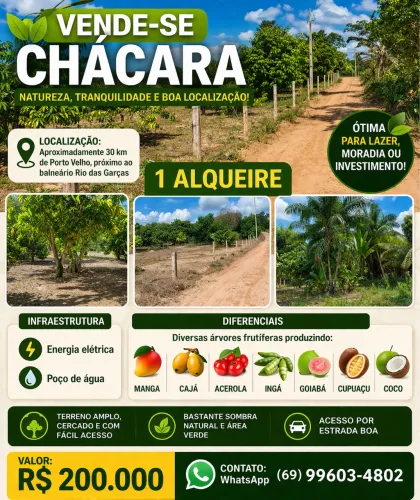 Vende-se chácara próximo a Porto Velho