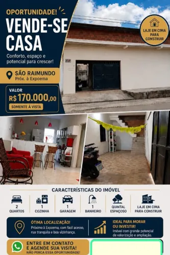 Casa quitada no São Raimundo  perto de feiras,  comércios,  farmácias 