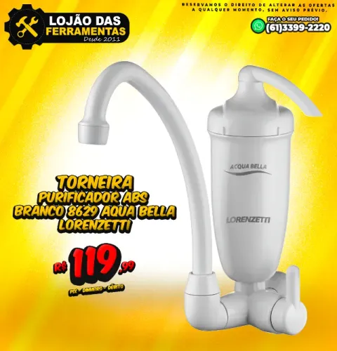 Torneira Purificador ABS Branco 8629 Aqua bella Lorenzetti