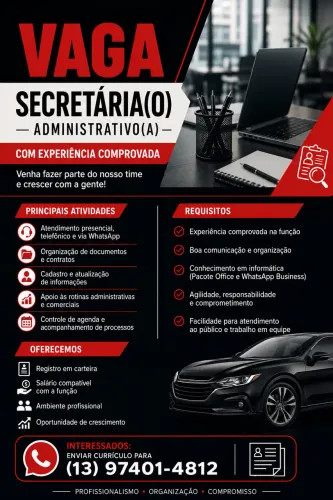 Secretária(o) Administrativa(o) - Loja de Veículos