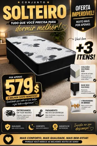 CAMA BOX COMPLETA POR APENAS R$579