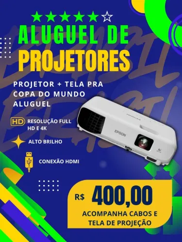 Aluguel de Projetores e Telas para Jogo do Brasil (Copa do Mundo)