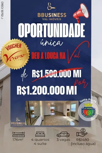 NA COMPRA DESTE IMÓVEL GANHE UM VOUCHER NO VIVAVO!!! Apartamento 176m² 4 suítes, home offi