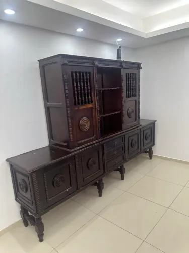 Estante e Quadro em Madeira Pura - Peças Antigas de Antiquário  !